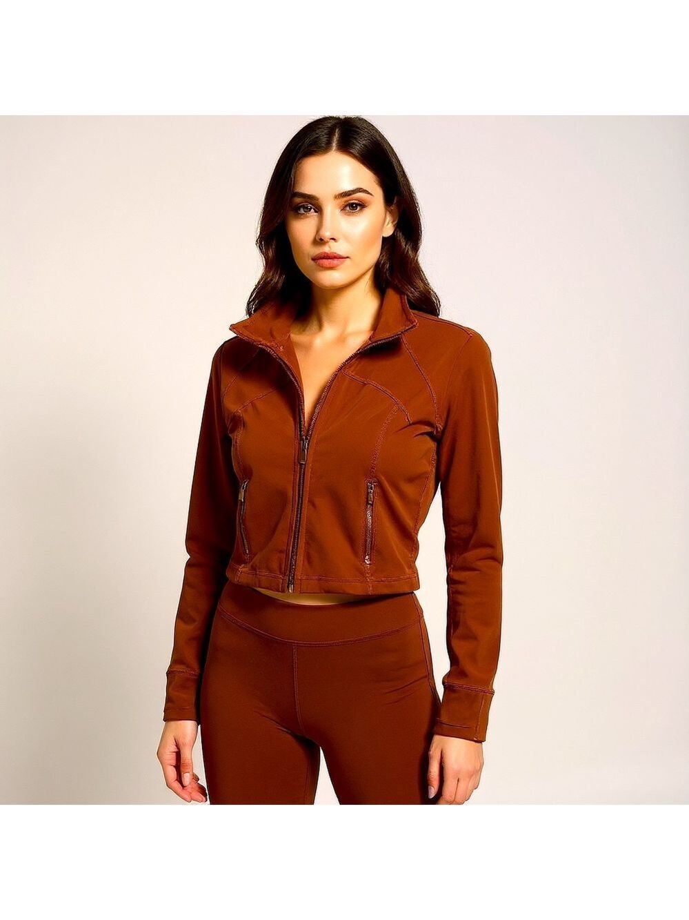 Rae Mode Rust Orange Zip Up Athletic Jacket Women Medium